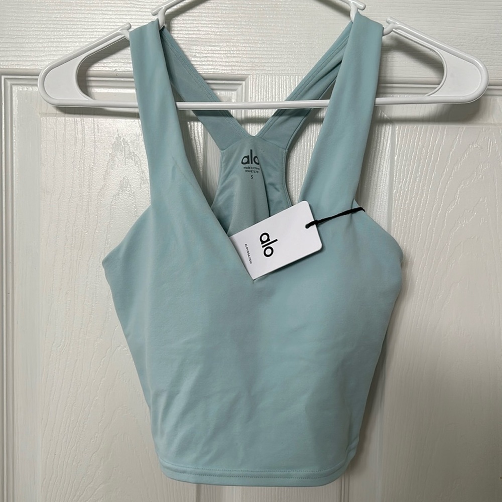 NWT Alo Yoga Real Bra Chalk Blue Size Small Women
